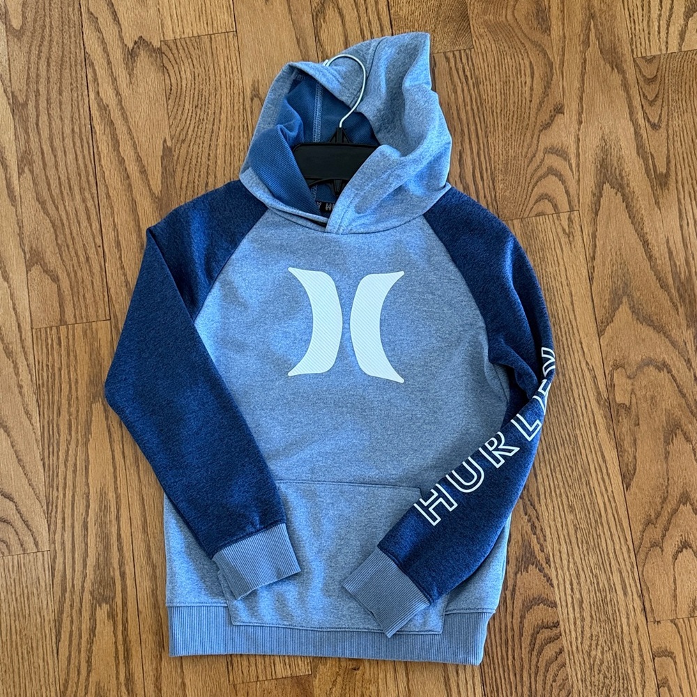 Hurley Boys Blue Two-Tone Logo Hoodie Like New